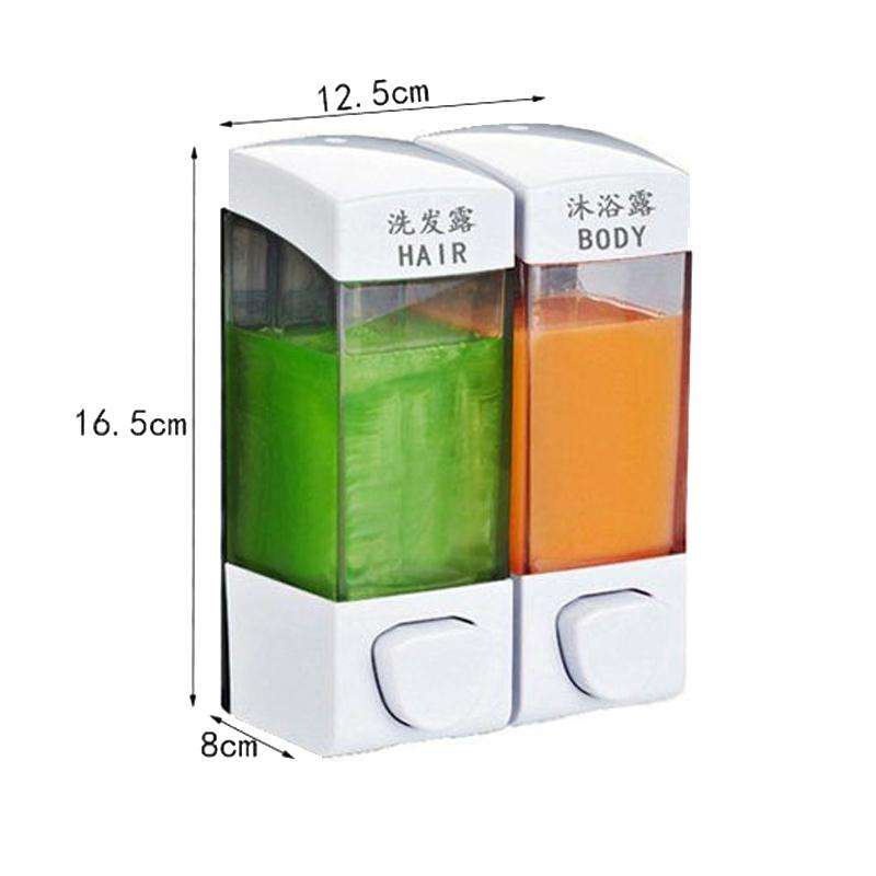 Double Head Wall Mounted Manual Press Soap Dispenser Shampoo Bottle Hand Wash Body Wash Dispenser...