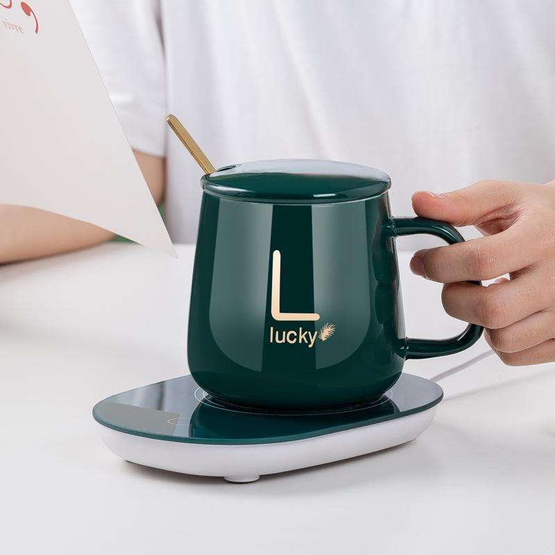 Constant Temperature Heating Thermostat Cup Set Smart Ceramic Coffee Cup, Style: USB Plug(Green+G...