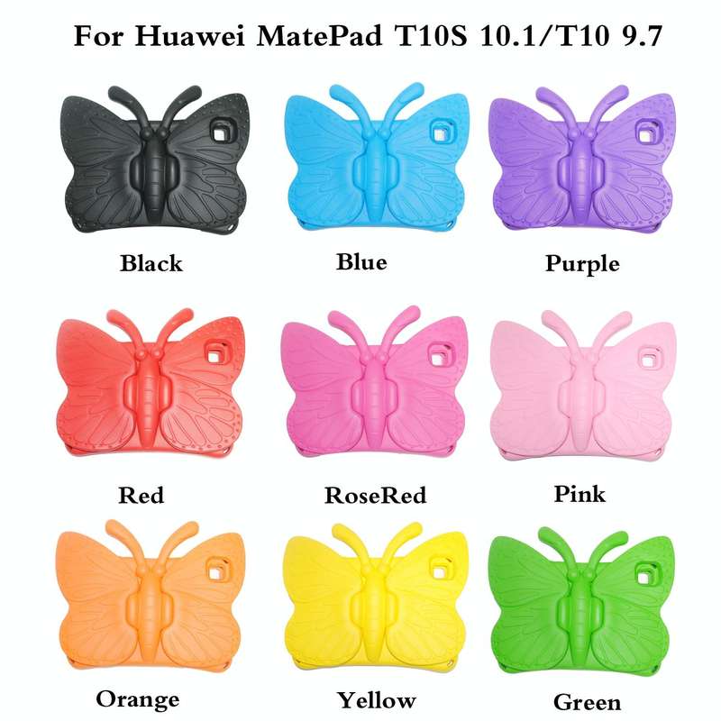 For Huawei MatePad T 10s 10.1 / T10 9.7 Butterfly Bracket Style EVA Children Falling Proof Cover ...