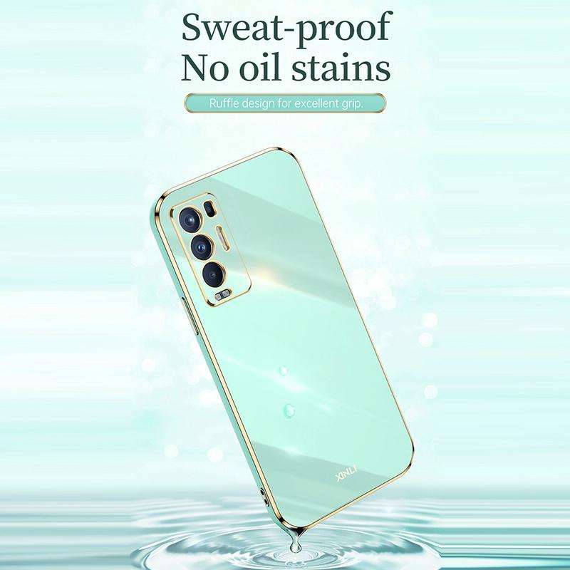 For OPPO Reno5 Pro+ XINLI Straight 6D Plating Gold Edge TPU Shockproof Case(White)