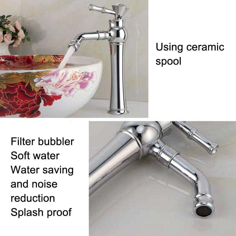 All Bronze Bathroom Basin Hot And Cold Water Faucet, Style: Gold Short Model
