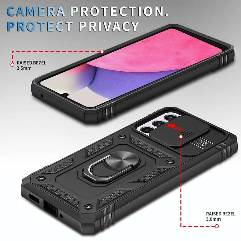 For Samsung Galaxy A33 5G Sliding Camera Cover TPU + PC Phone Case(Black+Black)