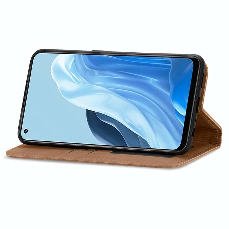 For OPPO Reno7 5G Retro Skin Feel Magnetic Horizontal Flip Leather Phone Case(Brown)
