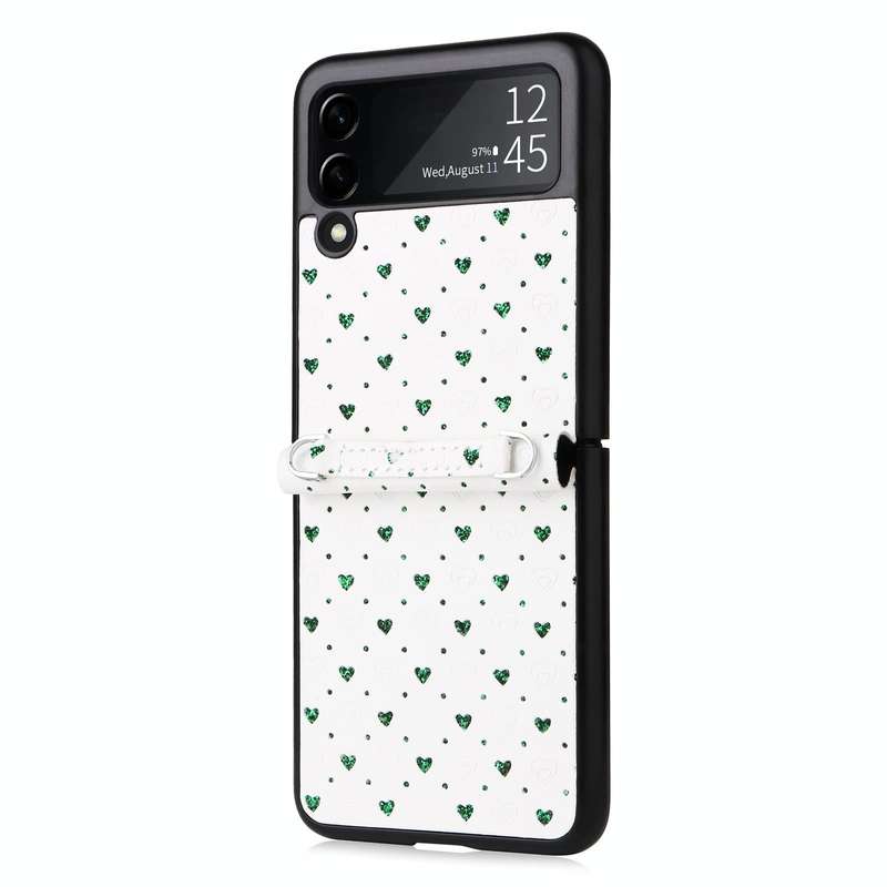 For Samsung Galaxy Z Flip3 5G Colorful Love Lanyard Phone Case(Green)