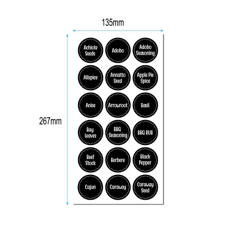 144 PCS Printed Spice Jar Labels Pantry Stickers Blackboard Stickers(Diameter 3.8cm)