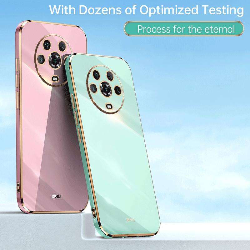 For Honor X8 5G XINLI Straight 6D Plating Gold Edge TPU Shockproof Case(Cherry Purple)