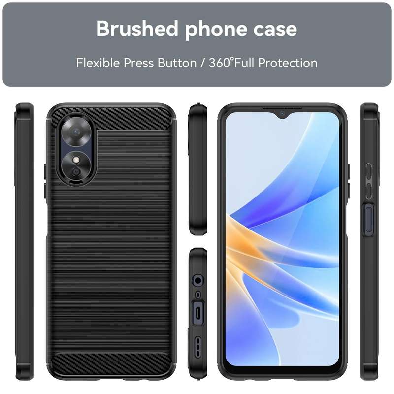 For OPPO A17k Brushed Texture Carbon Fiber TPU Phone Case(Black)