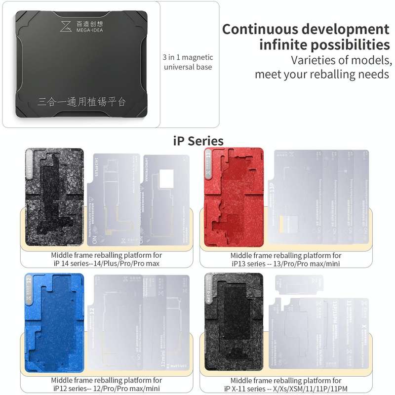 For iPhone 12 Series Qianli Mega-idea Multi-functional Middle Frame Positioning BGA Reballing Pla...