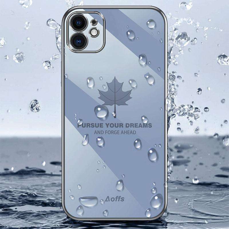 For Samsung Galaxy S23 Ultra 5G 9D Plating Maple Leaf Silicone Phone Case with Strap(Smoke Purple)