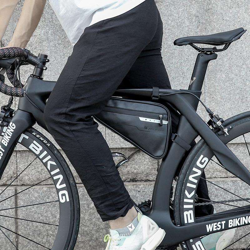 WEST BIKING Bicycle Large-Capacity Triangle Bag Waterproof Beam Bag Riding Equipment(Black)