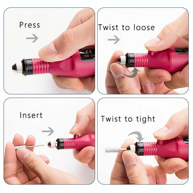 1 Set Power Professional Electric Manicure Machine Pen Pedicure Nail File Nail Tools 6 bits Drill...