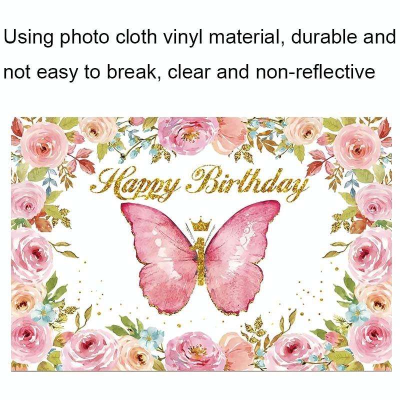 1.5m X 1m Butterfly Pattern Photography Backdrop Birthday Party Decoration Background Cloth(MDT09...