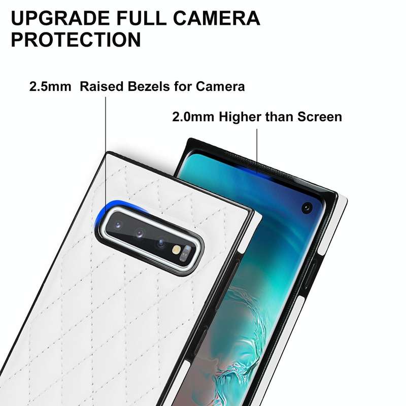 For Samsung Galaxy S10 Elegant Rhombic Pattern Microfiber Leather +TPU Shockproof Case with Cross...