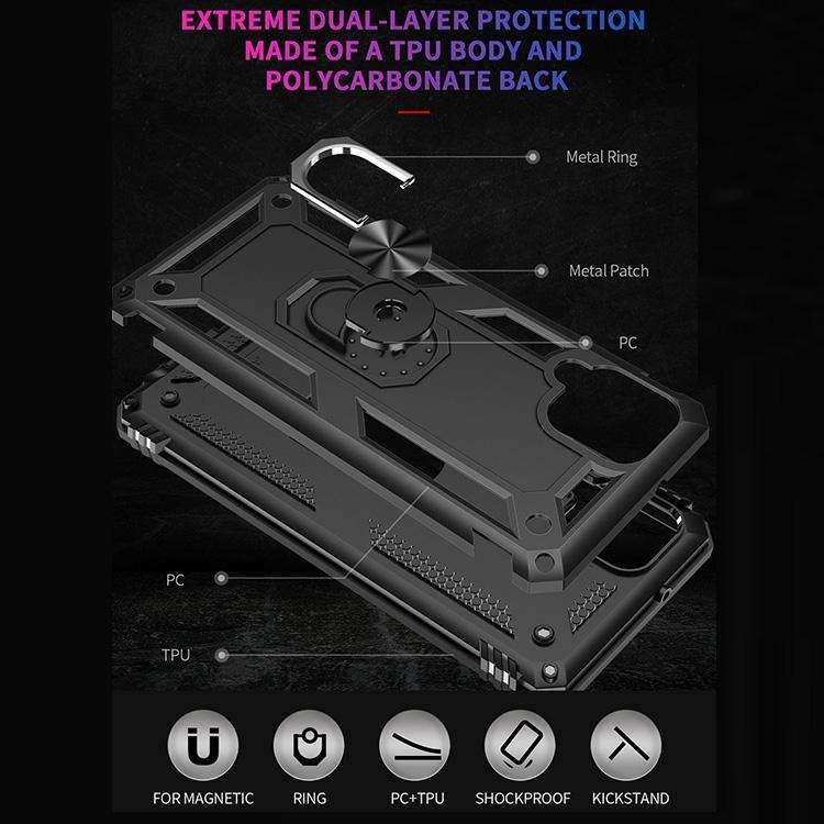 For Samsung Galaxy A12 5G Shockproof TPU + PC Protective Case with 360 Degree Rotating Holder(Black)