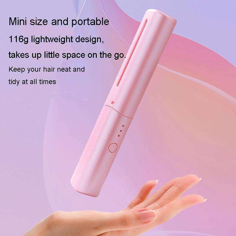 2 In 1 Portable USB Rechargeable Hair Curler Dual Usage Hair Straightening Comb(Purple)