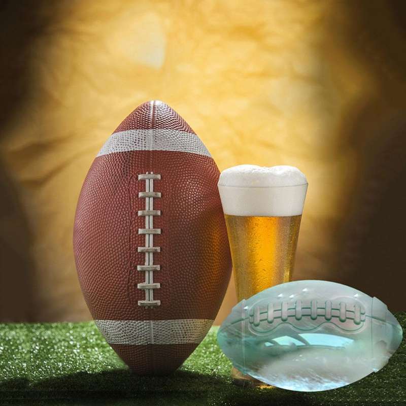 Rugby Shape 3D Ice Cube Mold Maker Bar Party Silicone Trays Chocolate Mold Kitchen Tool (Black)