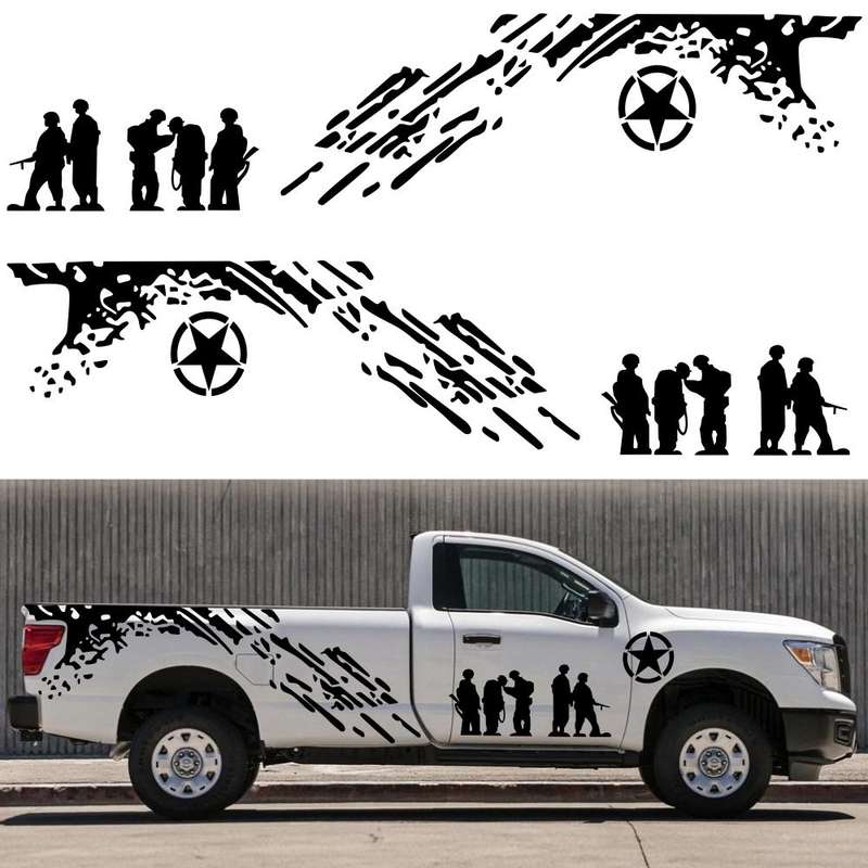 2 PCS/Set D-123 Soldiers Pattern Car Modified Decorative Sticker(Black)
