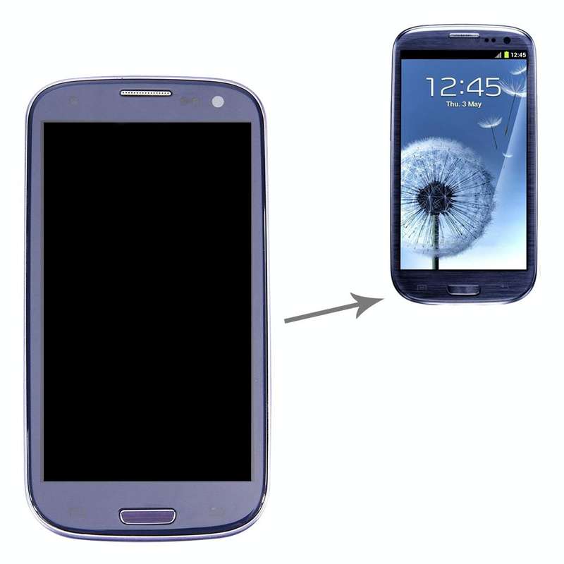 LCD Display (4.65 inch TFT) + Touch Panel with Frame for Galaxy SIII / i9300 (Pebble Blue)
