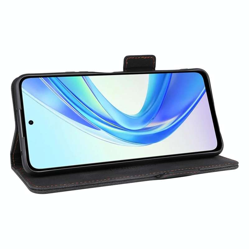 For Honor X7b Magnetic Clasp Flip Leather Phone Case(Black)