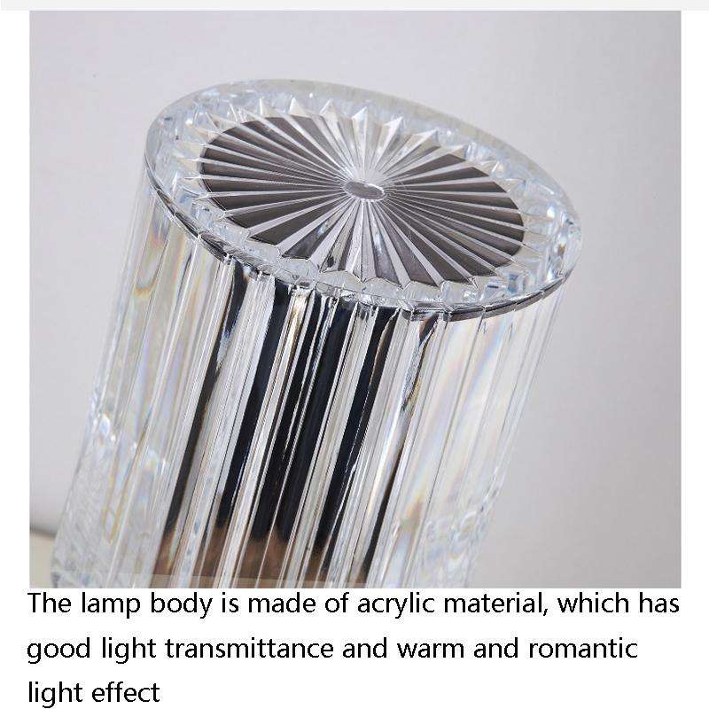 USB Charging Touch Diamond Crystal Table Lamp, Specification: USB Charging(Tri-tone Light)(Transp...