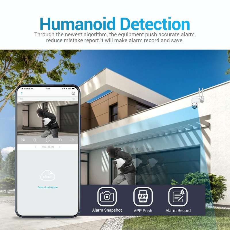 ESCAM QF800 H.265X 8MP AI Humanoid Detection Auto Tracking Waterproof WiFi IP Camera,EU Plug (White)