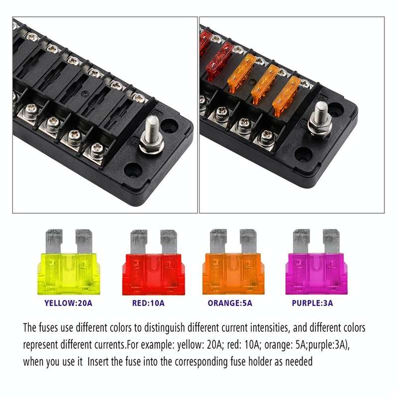 ZH-978A2 FB1902 1 In 12 Out 12 Ways Independent Positive Negative Fuse Box with 24 Fuses for Auto...