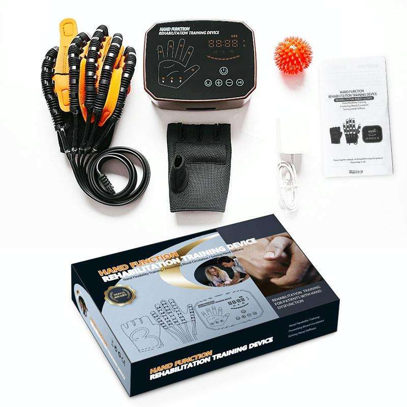 Intelligent Robotic Rehabilitation Glove Equipment, With UK Plug Adapter, Size: M(Left Hand Brown)