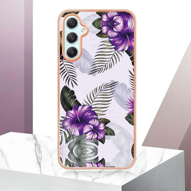 For Samsung Galaxy A24 Electroplating IMD TPU Phone Case(Purple Flower)