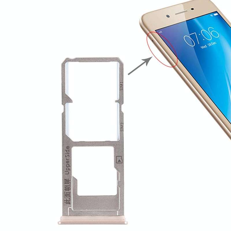 For Vivo Y53 2 x SIM Card Tray + Micro SD Card Tray (Gold)