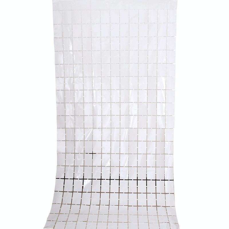 2 PCS 1x2M Square Rain Silk Door Curtain Birthday Party Background Wall Decoration(White)