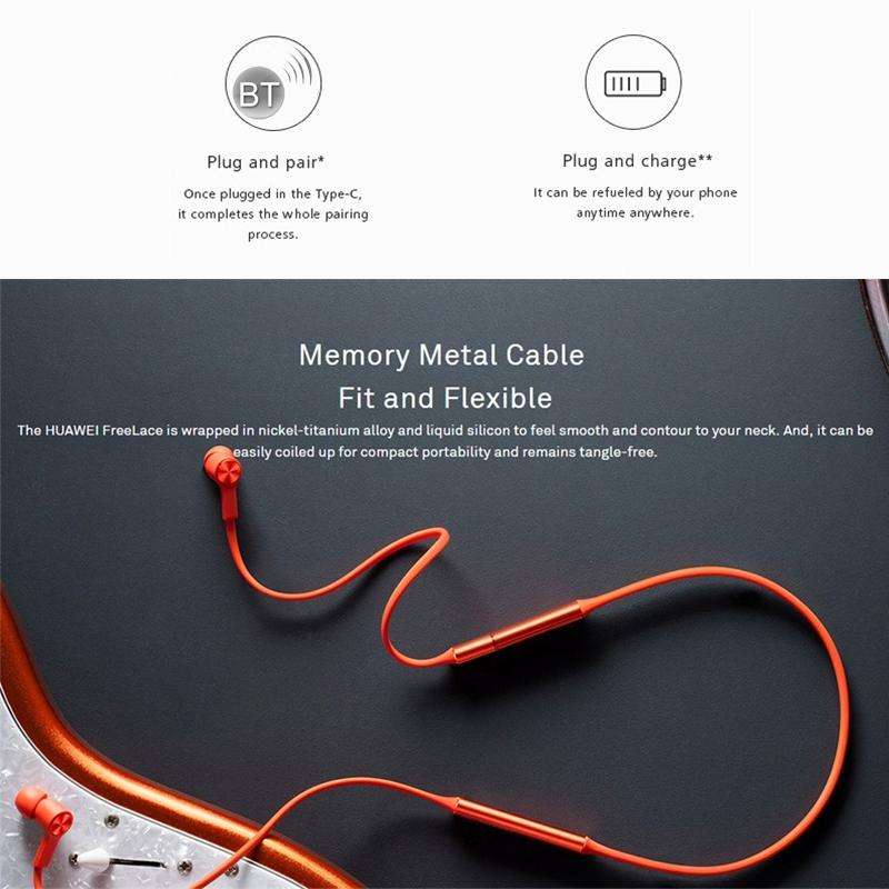 Original Huawei FreeLace CM70-C Bluetooth 5.0 Waterproof Hanging Neck Sports In-ear Bluetooth Hea...