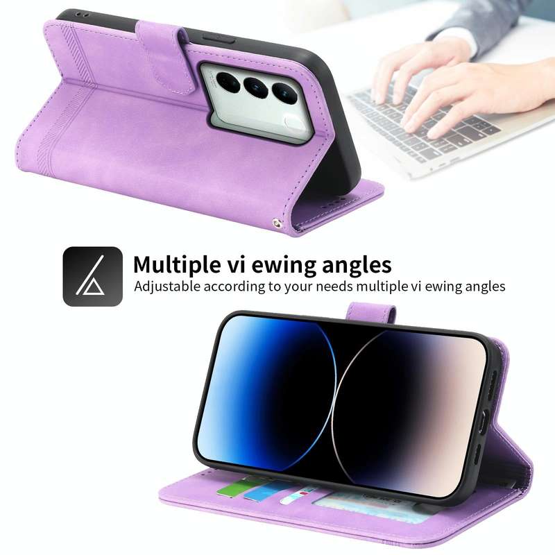 For vivo V27 Dierfeng Dream Line Leather Phone Case(Purple)