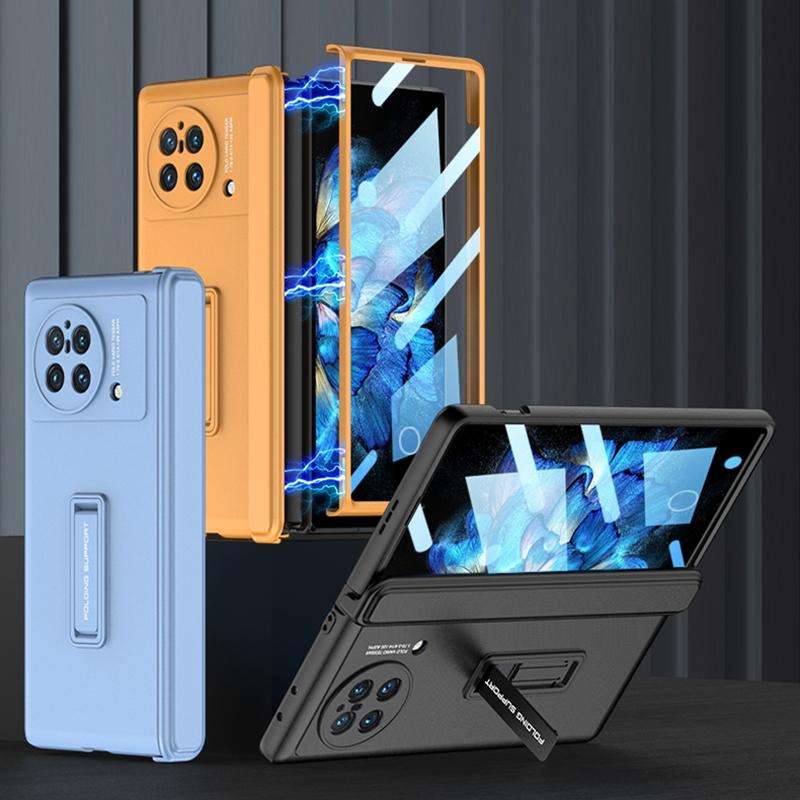 For vivo X Fold GKK Magnetic Hinge Flip Phone Case with Holder(Blue)