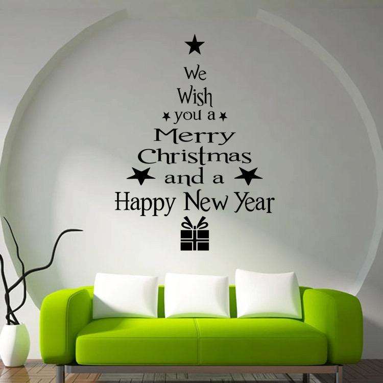 Blessing Christmas Tree Living Room Window Glass Door Removable Christmas Wall Sticker Decoration...