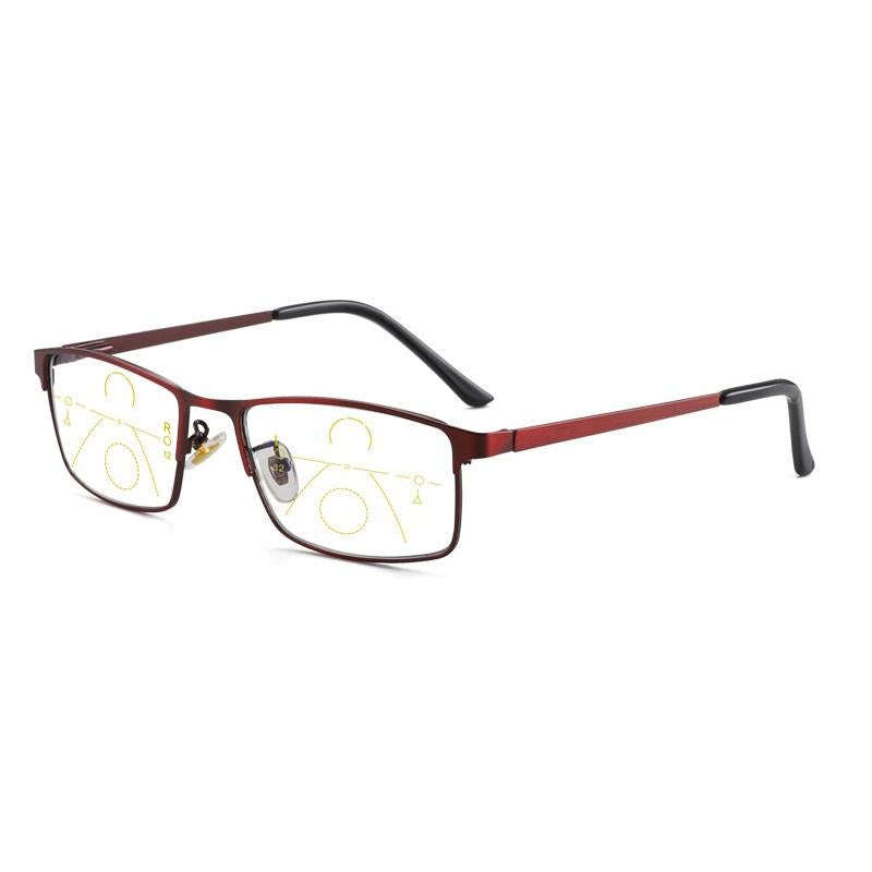 Progressive Multifocal Presbyopic Glasses Anti-blue Light Mobile Phone Glasses, Degree: +250(Wine...