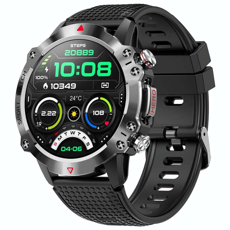 K10 1.39 inch IP67 Waterproof Smart Watch, Support Heart Rate / Sleep Monitoring(Black Silver)