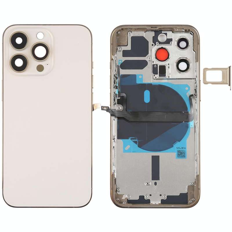 For iPhone 13 Pro Battery Back Cover with Side Keys & Card Tray & Power + Volume Flex Cable & Wir...