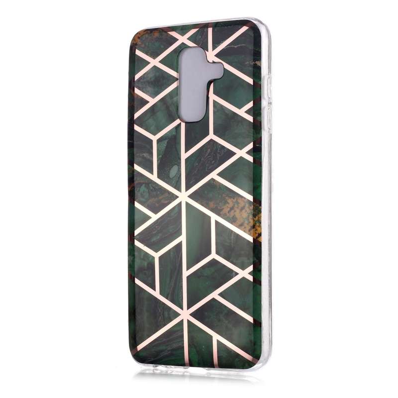 For Galaxy A6+ (2018) Plating Marble Pattern Soft TPU Protective Case(Green)