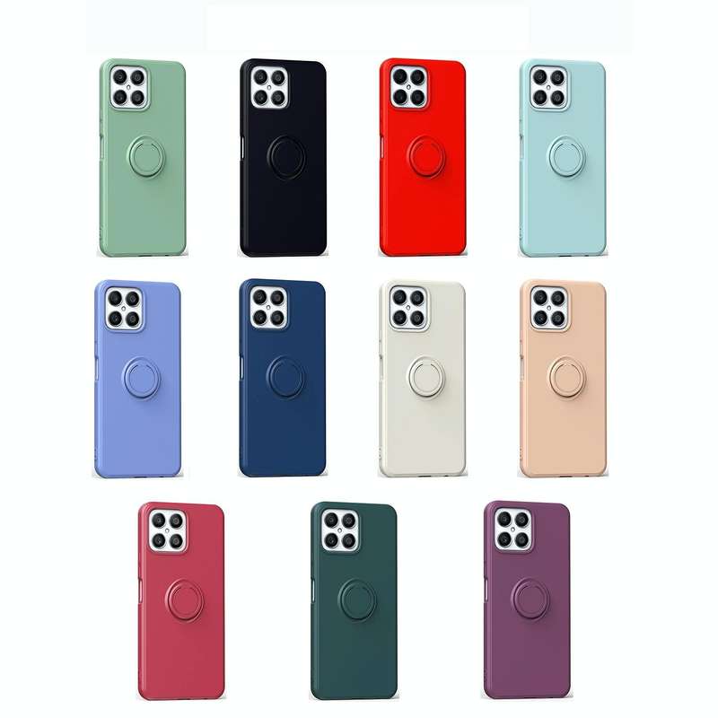 For Honor X8 Ring Kickstand Silicone Phone Case(Hawthorn Red)