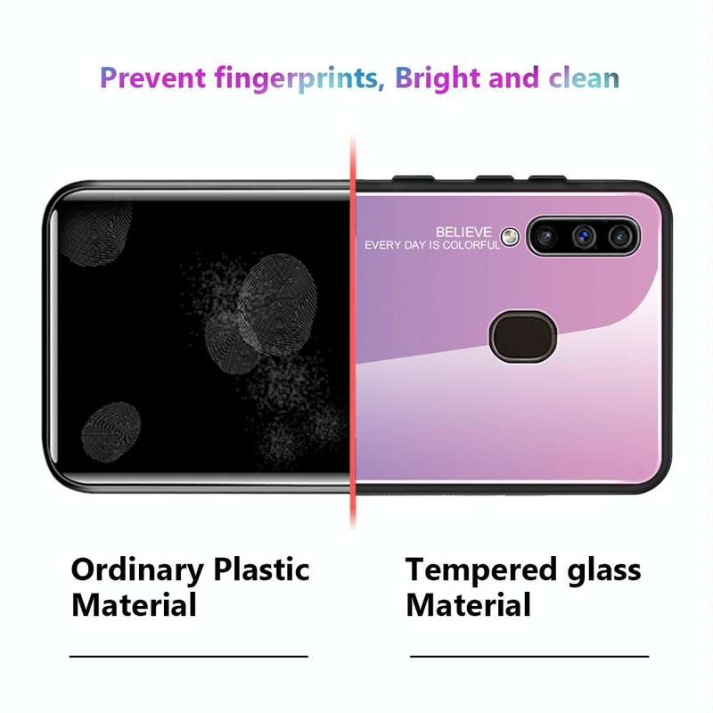 For Galaxy A60 Gradient Color Glass Case(Purple)