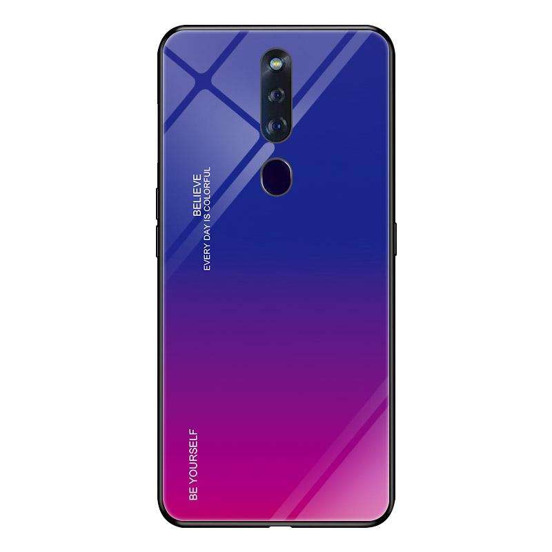 For OPPO F11 Pro Gradient Color Glass Case(Red Blue)