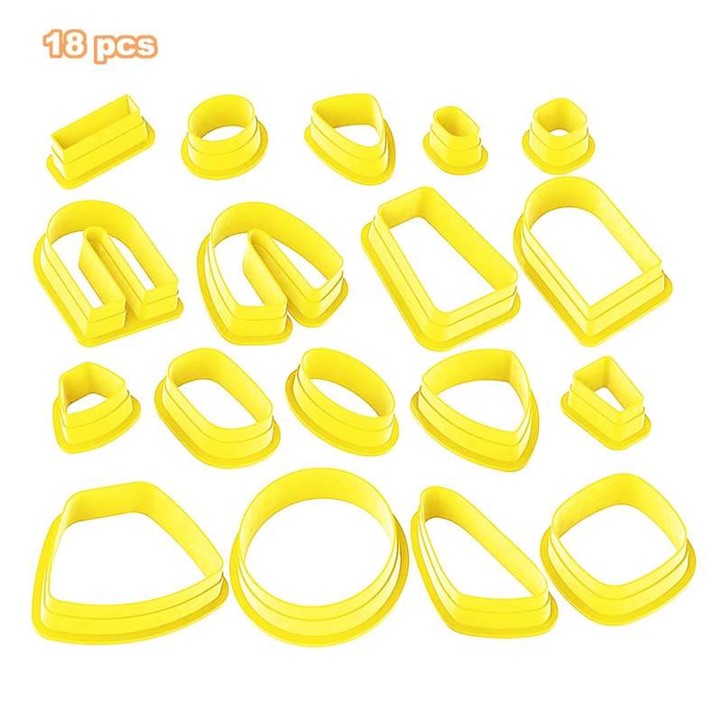 18 In 1 Soft Clay Earring Molds DIY Handmade Clay Cutter Clay Earrings Making Molds(Yellow)
