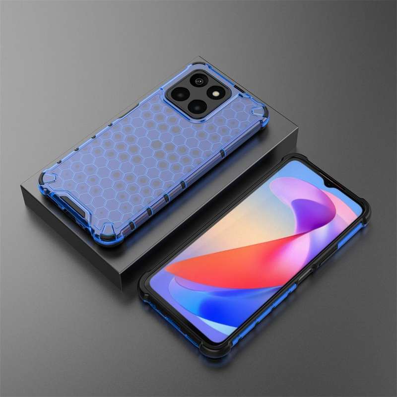 For Honor X6A 4G Shockproof Honeycomb Phone Case(Blue)