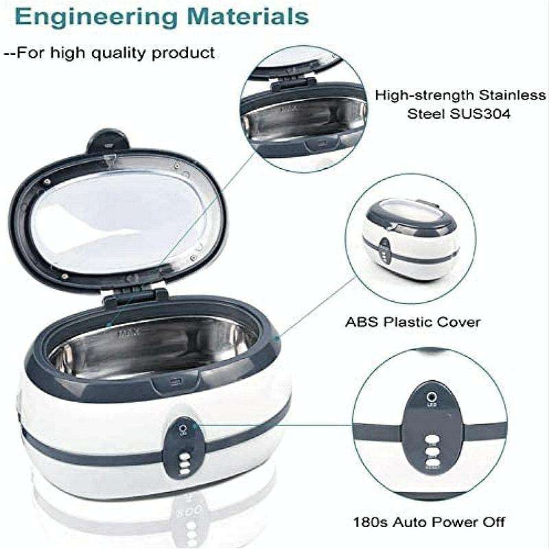 VGT-800 600ml Low Noise Vacuum Cleaner Ultrasonic Cleaner with SUS304 Tank for Home Jewelry Eyegl...
