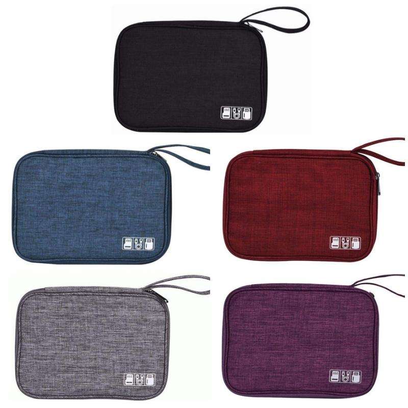 Travel Portable Strap Data Cable Storage Bag(Black)