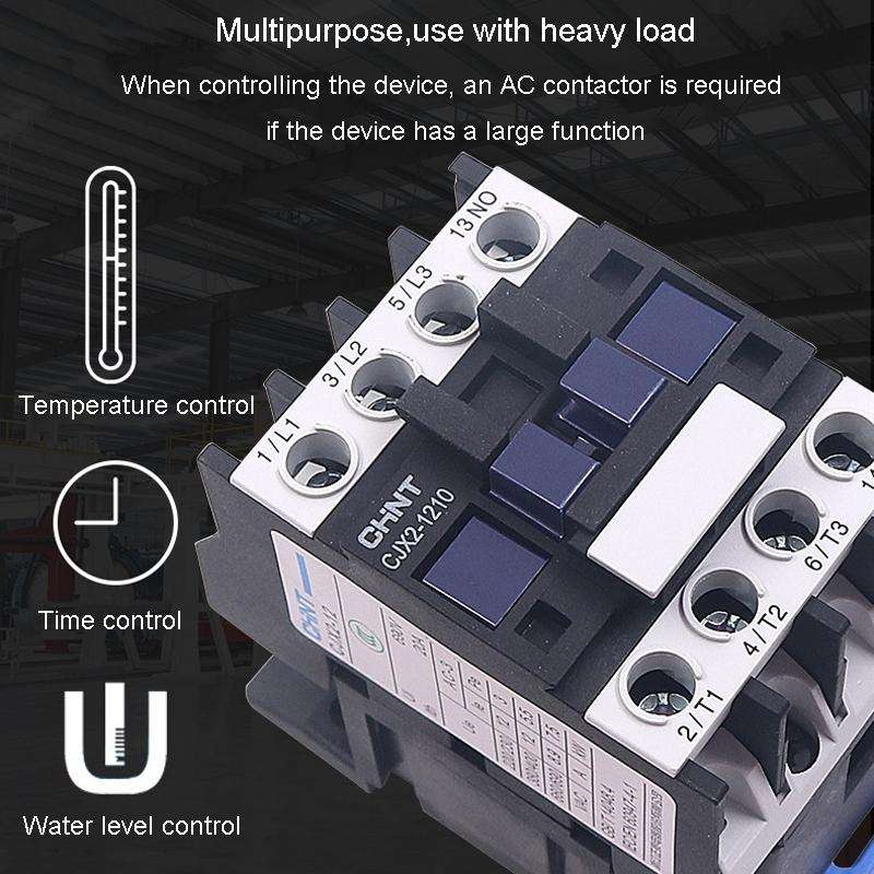 CHNT CJX2-1210 12A 220V Silver Alloy Contacts Multi-Purpose Single-Phase AC Contactor