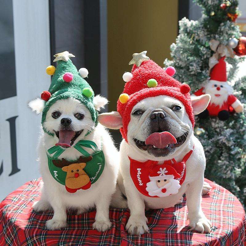 Pet Christmas Hat Saliva Festive Dressing Supplies, Color: Red Hat L