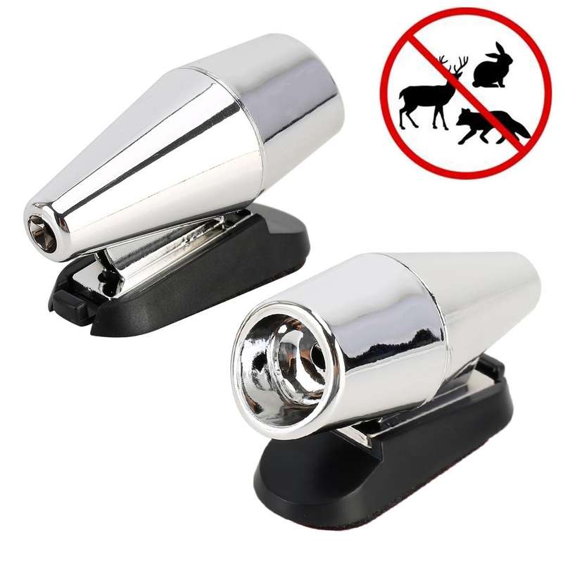 Car ABS Deer Alert Sound Alarm Ultrasonic Wind Power Animal Repeller(Black Silver)