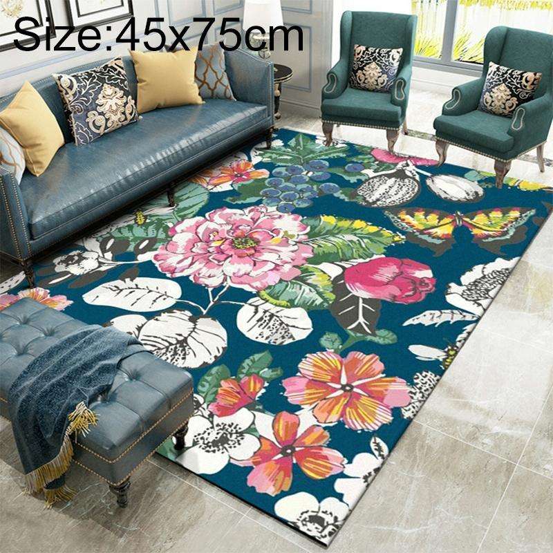 Country Flower Butterfly Door Mat Non-slip Floor Carpet, Size:45x75cm