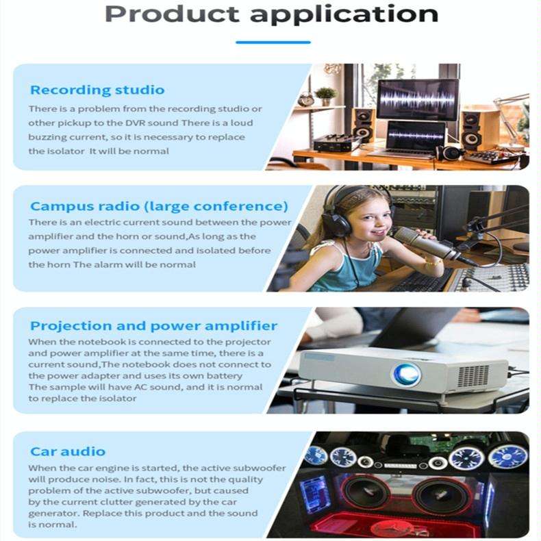 G1 RCA Audio Common Ground Isolator Anti-jamming Noise Reduction Filter Eliminates Bluetooth Rece...